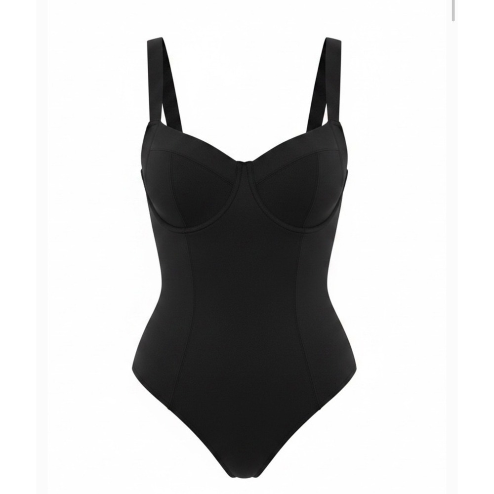 TA3 Pushy Swimsuit Black Sculpting Lace Up Back XL Regular Long B/C Cup
